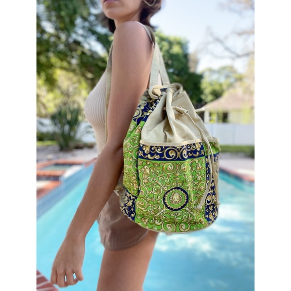 Versace Handbags - Versace 90s Medusa Head Print Drawstring Backpack